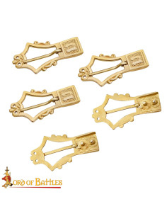 Set of 5 Authentic Brass Lyre Buckles in Medieval Style 2