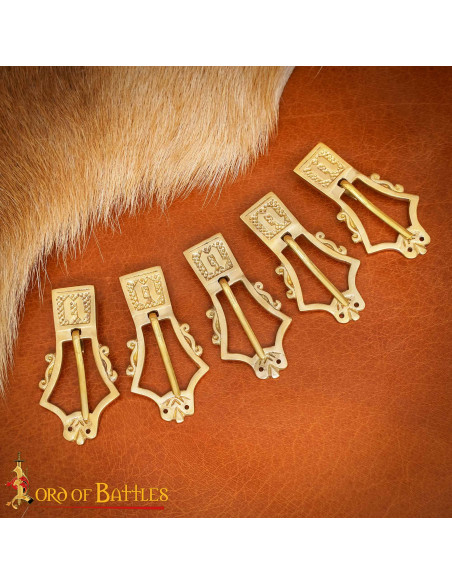 Set of 5 Authentic Brass Lyre Buckles...