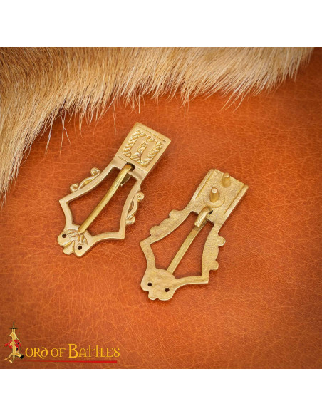 Set of 5 Authentic Brass Lyre Buckles...