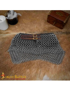 Medieval Steel Mesh Gorget with Leather, 9 mm Rings 2