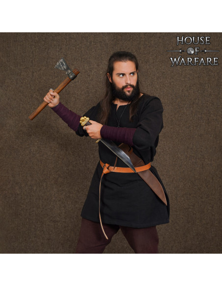 Dark Brown Cotton Canvas Viking Arm...