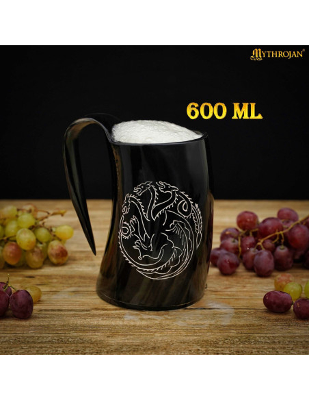 Viking Bull Horn Mug with Dragon and...