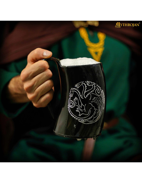 Viking Bull Horn Mug with Dragon and...