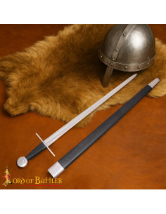 Hand-Forged Viking Sword with Tempered Steel and Sheath