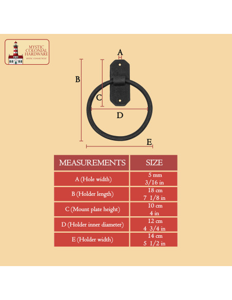 Vintage Forged Iron Rustic Towel Ring