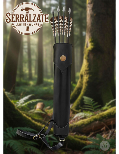 Genuine Black Leather Back Quiver