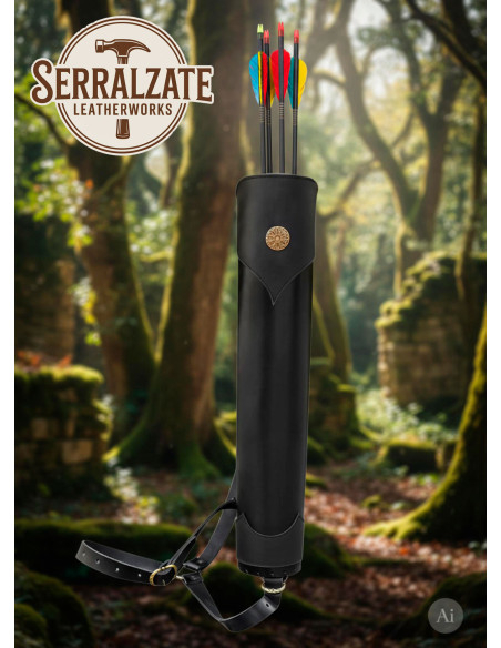 Genuine Black Leather Back Quiver