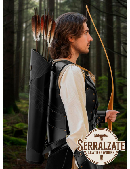 Genuine Black Leather Back Quiver