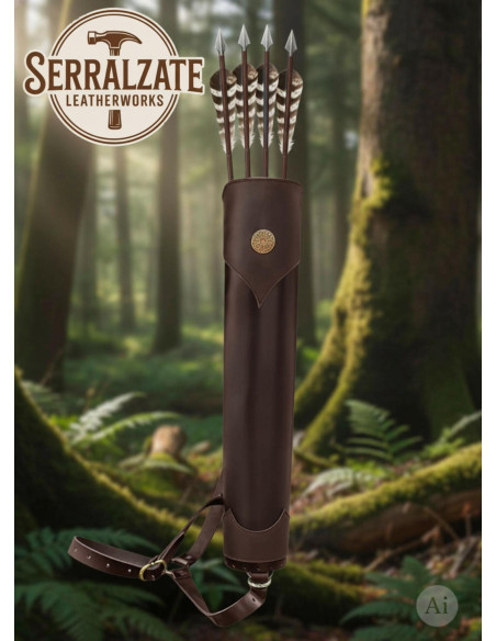 Genuine Brown Leather Back Quiver