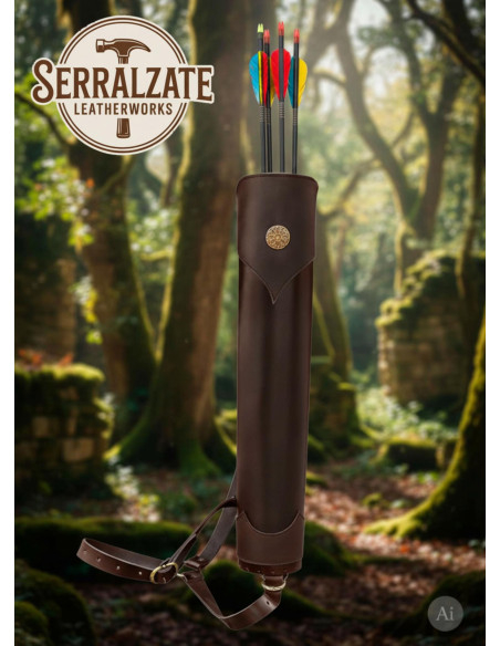 Genuine Brown Leather Back Quiver