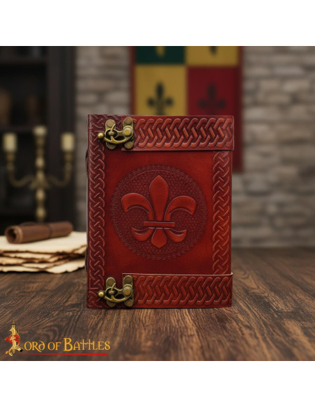 Fleur de Lys Leather Journal with...