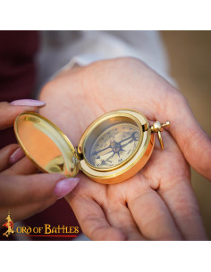 Medieval Brass Pocket Compass for Navigation