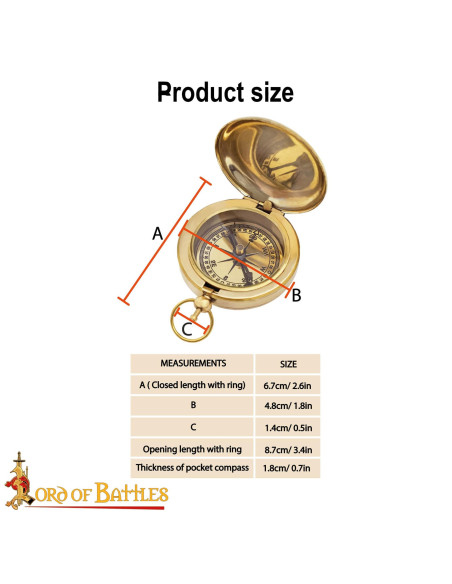 Medieval Brass Pocket Compass for...