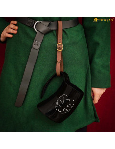 Handcrafted Viking Horn with Geometric Engraving and...