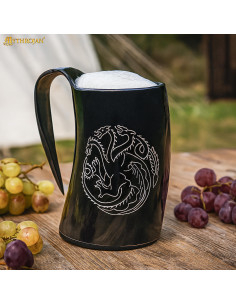 Viking Dragon Horn Mug with Leather Strap, 800 ml