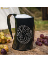 Viking Dragon Horn Mug with Leather Strap, 800 ml