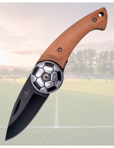 Football Ball Knife Black Blade Beech Wood