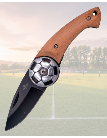 Football Ball Knife Black Blade Beech...