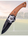 Football Ball Knife Black Blade Beech Wood