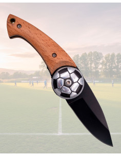 Football Ball Knife Black Blade Beech Wood 2