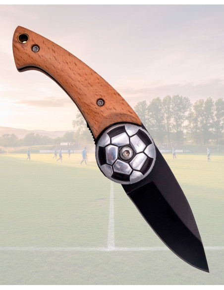 Football Ball Knife Black Blade Beech...