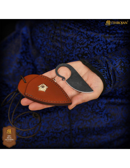 Forged Neck Knife with Golden Lion...