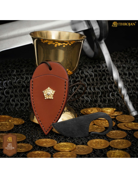 Forged Neck Knife with Golden Lion...