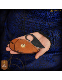Forged Iron Knife with Decorative Leather Sheath