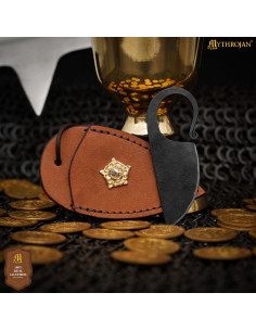 Forged Iron Knife with Decorative Leather Sheath 2