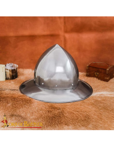 14th Century Polished Steel Kettle Helmet