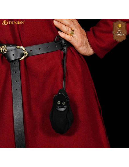Medieval Suede Pouch with Belt Cord
