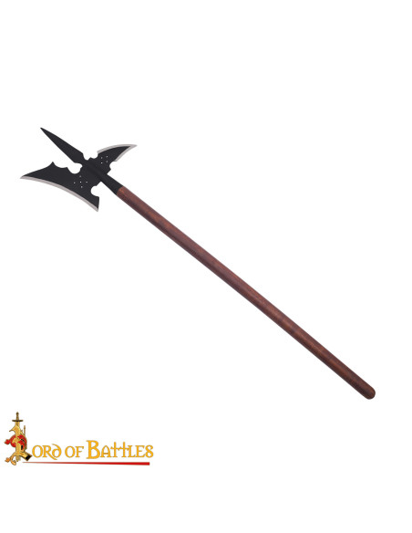 Forged Medieval War Halberd, Solid Wood