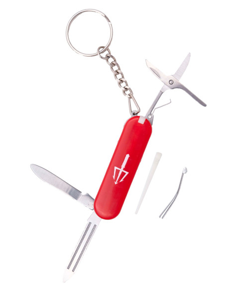 5-in-1 Red ABS Keychain Multi-Tool Knife