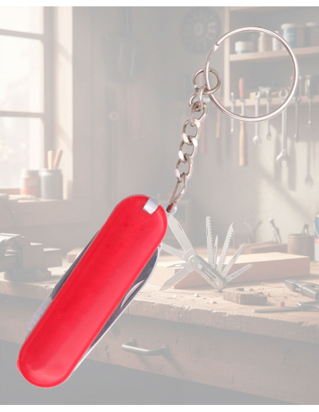 5-in-1 Red ABS Keychain Multi-Tool Knife