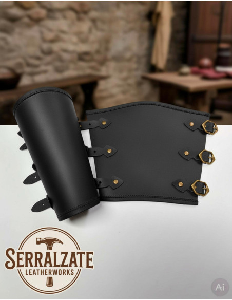 Black medieval warrior bracers