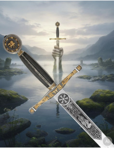 Excalibur sword in silver and gold finishes, made in...