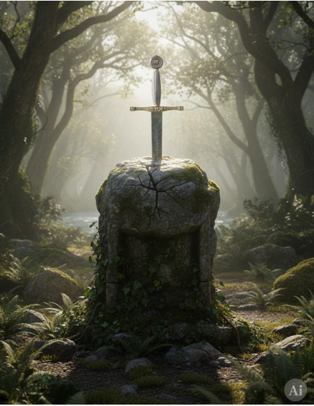 Excalibur sword in silver and gold...