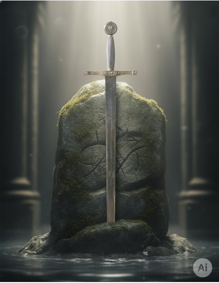 Excalibur sword in silver and gold...