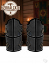 Gothic Medieval Warrior Greaves in Genuine Black Leather