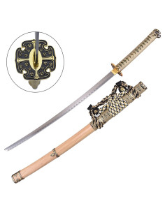 Traditional Japanese Decorative Katana with Brass Details.