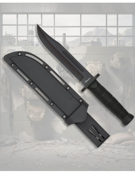 Albainox Tactical Knife Black ABS Handle