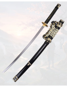 Decorative Tachi 102cm Satin Steel Black Scabbard
