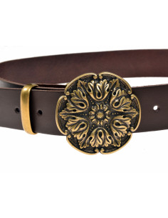 Authentic Floral Design Vegetable Tanned Leather Belt