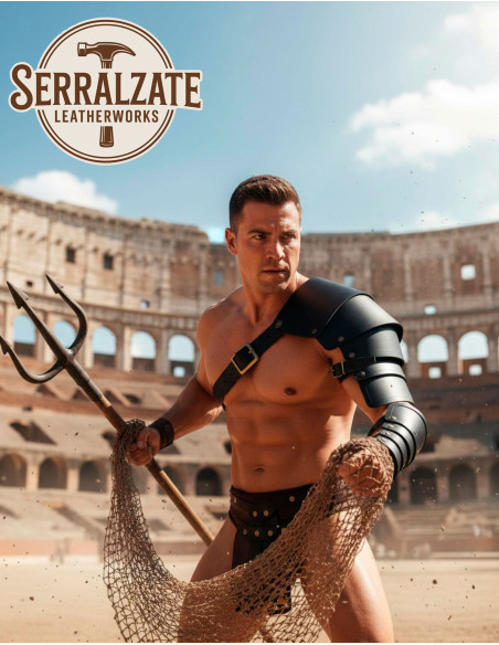 Adjustable Black Leather Retiarius...