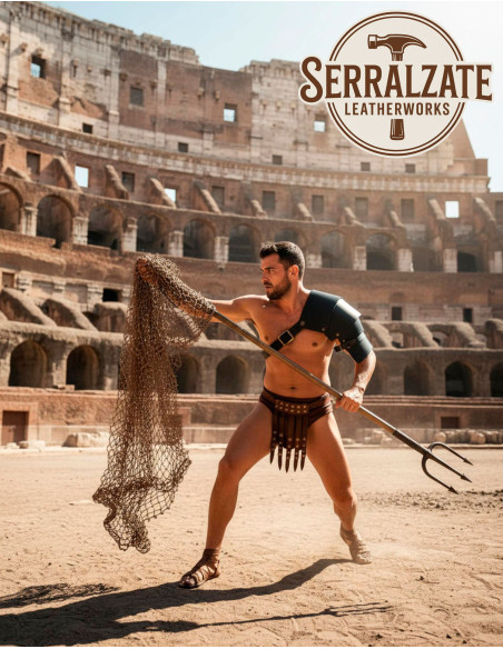 Adjustable Black Leather Retiarius...