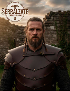 Viking Warrior Shoulder Pads in Dark Brown Leather 2