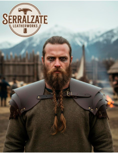 Viking Warrior Shoulder Pads in Dark Brown Leather