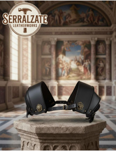 Roman Legionnaire Shoulder Pads in Leather, Black