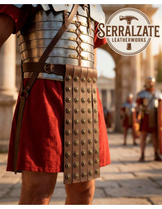 Cinturón romano militar piel marrón 4 pteryges 2