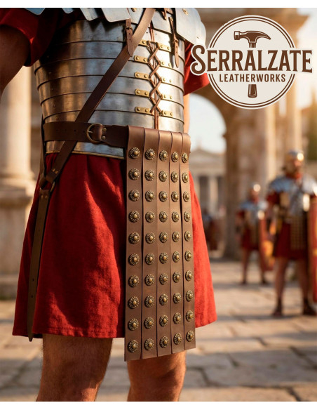 Cinturón romano militar piel marrón 4...